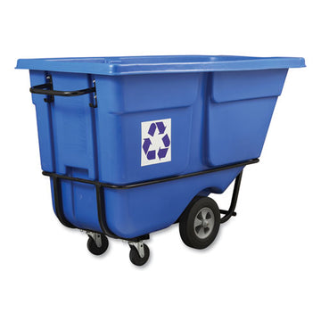 Rubbermaid® Commercial Rotomolded Recycling Tilt Truck, Rectangular, Plastic With Steel Frame, 1 Cu Yd, 1,250 Lb Capacity, Blue freeshipping - TVN Wholesale